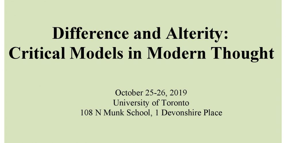 Conference “Difference and Alterity: Critical Models in Modern Thought” Oct. 25-26